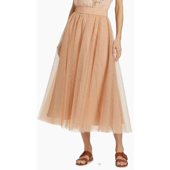 NWT Zimmermann Tulle Midi Skirt Nude Gold Metallic Dot Print Womens AU 0 / US 4 - Picture 9 of 9